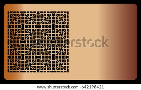 decorative card. template with geometrical ornament for cut out. vector illustration. metal color