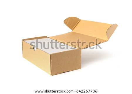 box of business cards on white