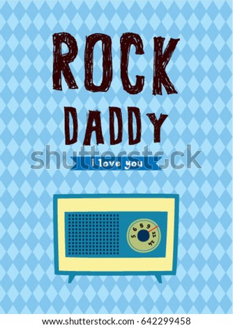 cute vintage classic radio father day greeting card vector
