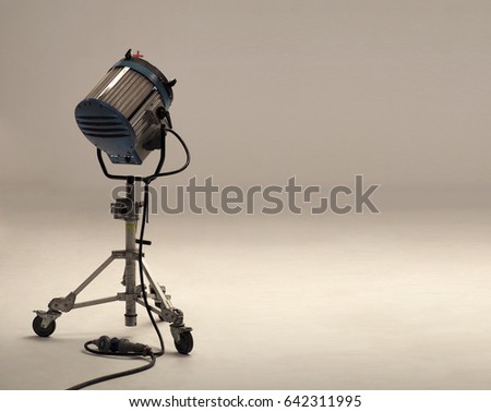 Big studio light equipments for movie video or photo film professional shooting and screen background.