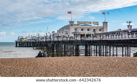 View of the Victorian Brighton Pier, also known as the Palace Pier Royalty-Free Stock Photo #642342676