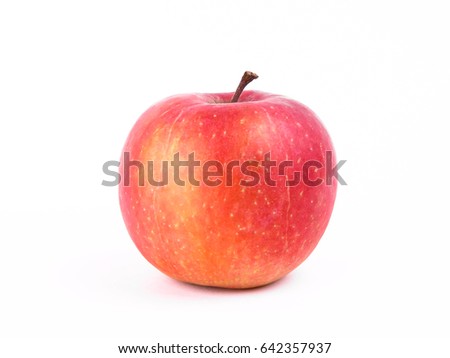 One red apple on a white background
