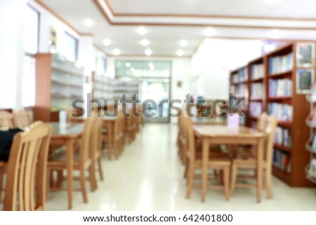 Blur photo of Library. Blur stand Book shelf in Public Library.
