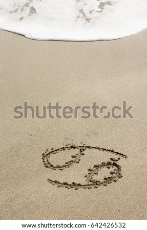 Horoscope signs on sand. 