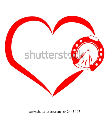 Horse shoes with heart on white background. Vector illustration.
