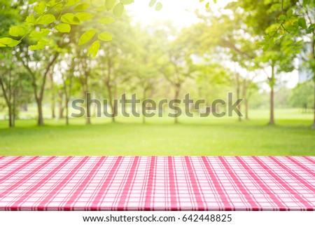Empty table and picnic on abstract background for Your photomontage or product display.