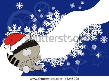 raccoon claus background in vector format very easy to edit