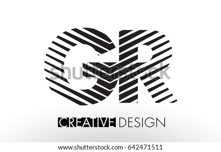GR G R Lines Letter Design with Creative Elegant Zebra Vector Illustration.