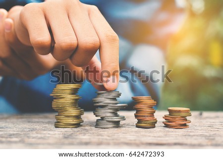 Hands girl holding coin selective and soft focus hipster tone
