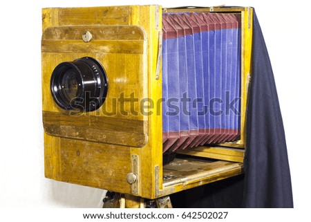 Vintage rare Wooden Large or big Format cameras were some of the earliest photographic devices, and before enlargers were common, it was normal to just make 1:1 contact prints from a negative.