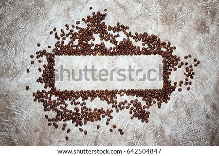 Rectangle frame of coffee beans with copy space for your text inside the nameplate