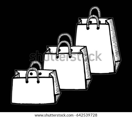 Hand drawn cartoon style shopping bags design