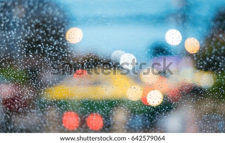 Traffic,Rain Drop on the window,in car