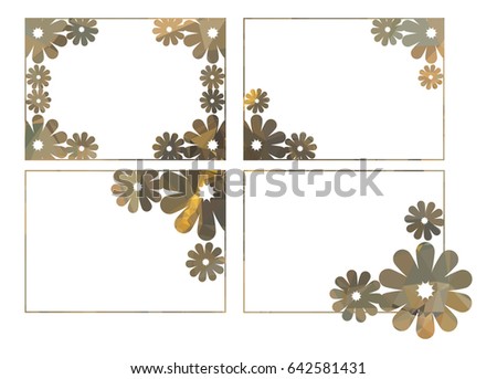 Set of color frames with abstract flowers. Original decorative background for text or photos. Vector clip art.