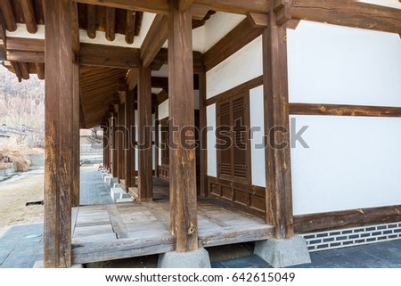 Wooden house in the Korean traditional Palace where the King and royal family retreated to during a war
