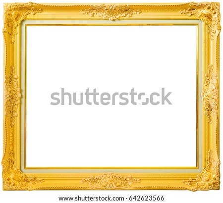 Louis Frame , Golden vintage frame , empty photo frame , Golden frame Louis with copy space isolated on white background .