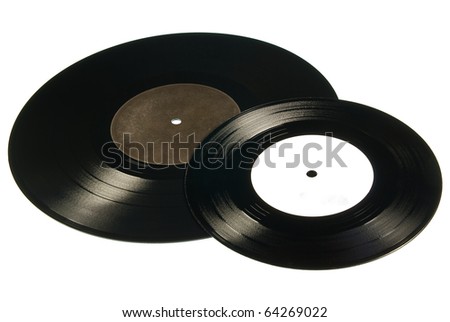 two black records isolated on the white background