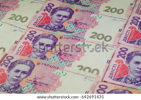 Background of the ukrainian 200 hryvnas banknotes