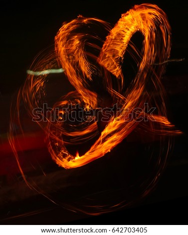 The fire in motion on a long exposure