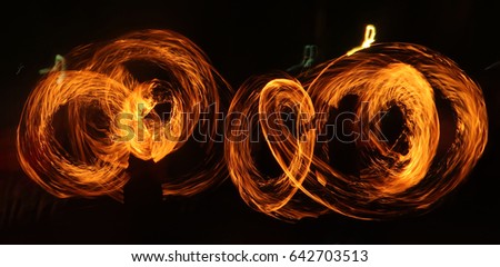 The fire in motion on a long exposure