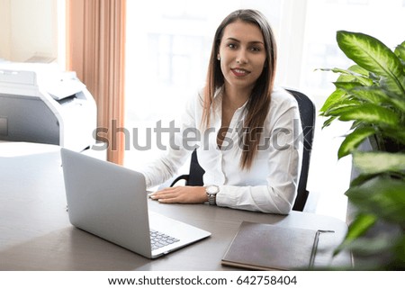 Total job satisfaction! - Stock image
Businesswoman, Women, One Woman Only, Smiling, Computer