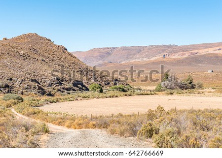 Anglo-Boer War monuments and historic graves near Matjiesfontein, a village in the Karoo region of the Western Cape Province Royalty-Free Stock Photo #642766669