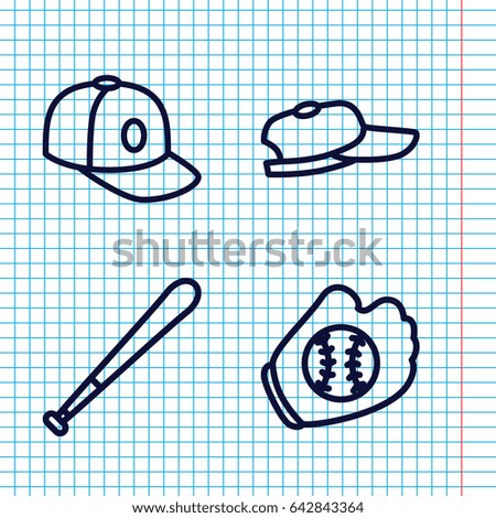 Set of 4 baseball outline icons such as