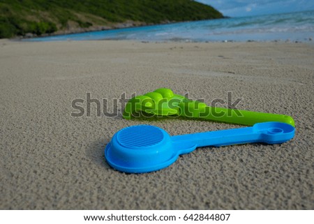 Children toys on the beach.,Selective focus