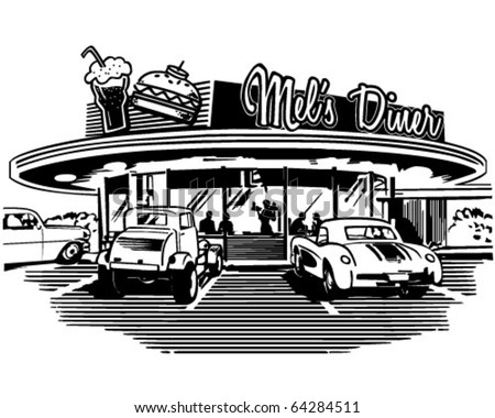 Retro Diner - Retro Clipart Illustration
