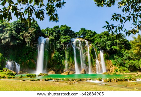 Detian Waterfall at Cao Bang, Vietnam. Ban Gioc Waterfall