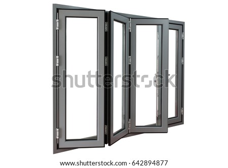 four panels commercial aluminium frame bi-fold doors Royalty-Free Stock Photo #642894877