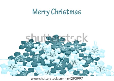  snowflake Christmas decoration on white background. Blue rendering