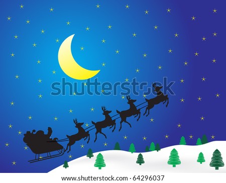 Santa`s sleigh - vector