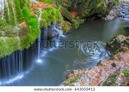 Bigar waterfalls in Romania, and autumn foliage