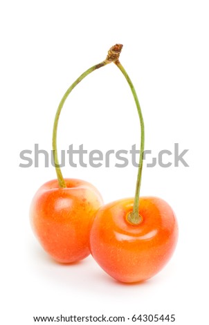 Berries ripe cherry on a white isolated background. Studio