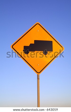 Trucks ahead road sign
