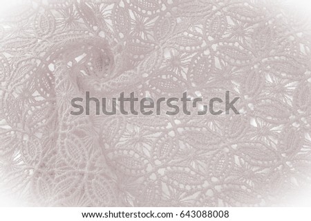 Image texture background, decorative lace with pattern. White texture of lace fabric. Template for a wedding, invitation or greeting card with a white lace frame. Wedding lace texture close-up