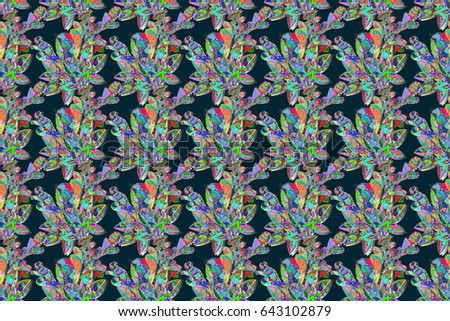 Seamless pattern with floral motif. Seamless floral pattern with blue and pink flowers, watercolor. Raster flower illustration.