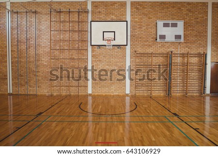 Empty basketball court in high school