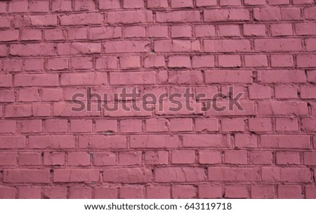 Pink brick wall texture grunge background with vignetted corners, may use to interior design
