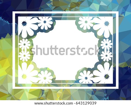 Color mosaic frame with decorative flower. Original decorative background for text or photos. Vector clip art.