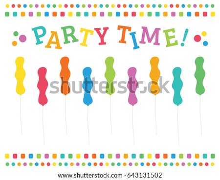 Party Time Birthday Squiggle Balloons and Borders Set