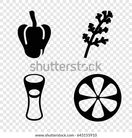 Freshness icons set. set of 4 freshness filled icons such as deel, pepper, milk glass