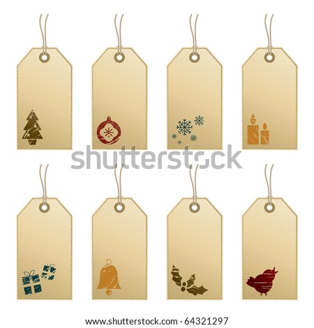 collection of decorative tags with christmas motifs