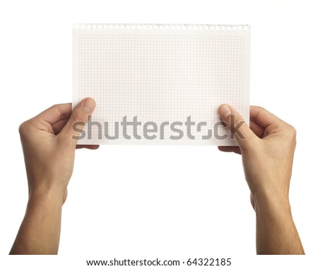 hand holding a note on a white background