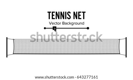 Tennis Net Vector. Realistic Net Used In The Sport Game Of Tennis Court, Beach Volleyball. Isolated Illustration

