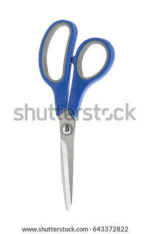 Blue scissors isolated on white background. 