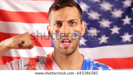 American Guy with Flag on background