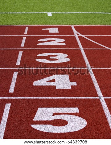 Perspective picture of start or finish position on running track
