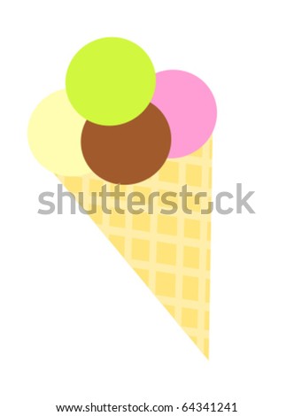 Various ice cream in wafer scone. Vector illustration icon